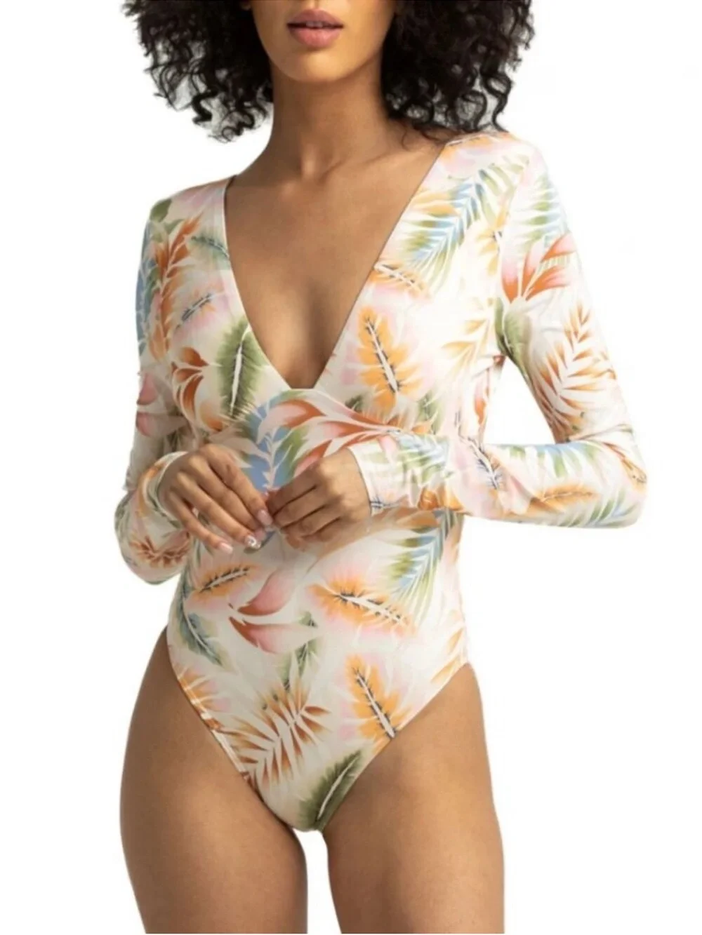 Billabong Island Calling Long Sleeve One-Piece - Salt Crystal - Size Medium - Picture 1 of 6
